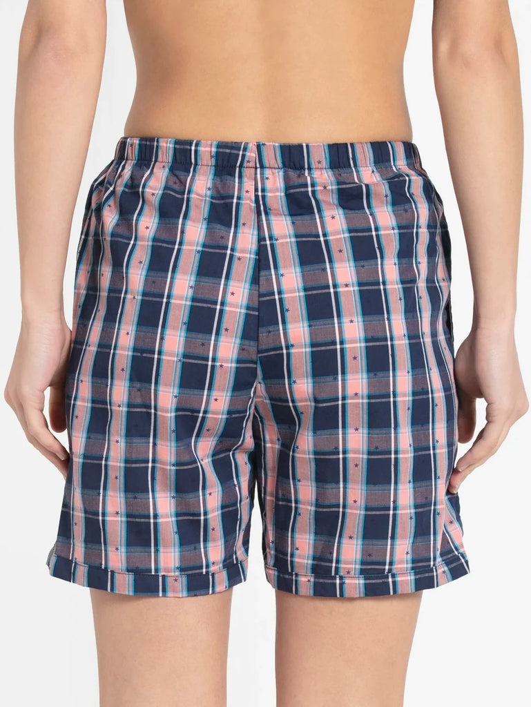 Classic Navy Assorted Checks JOCKEY Women's Relaxed Fit Checkered Shorts