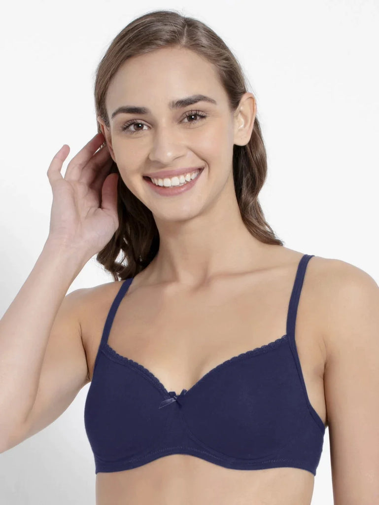 Classic NavyJOCKEY Women's Wirefree Padded Medium Coverage T-Shirt Bra