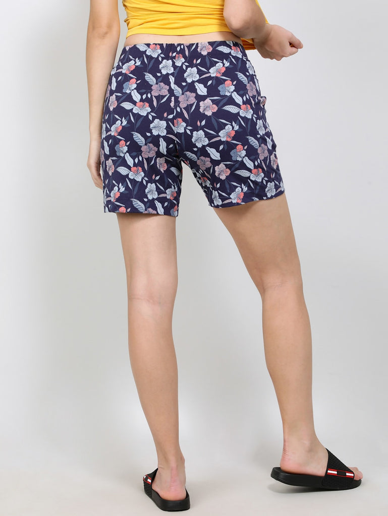 Classic Navy JOCKEY Women's Relaxed Fit Printed Shorts