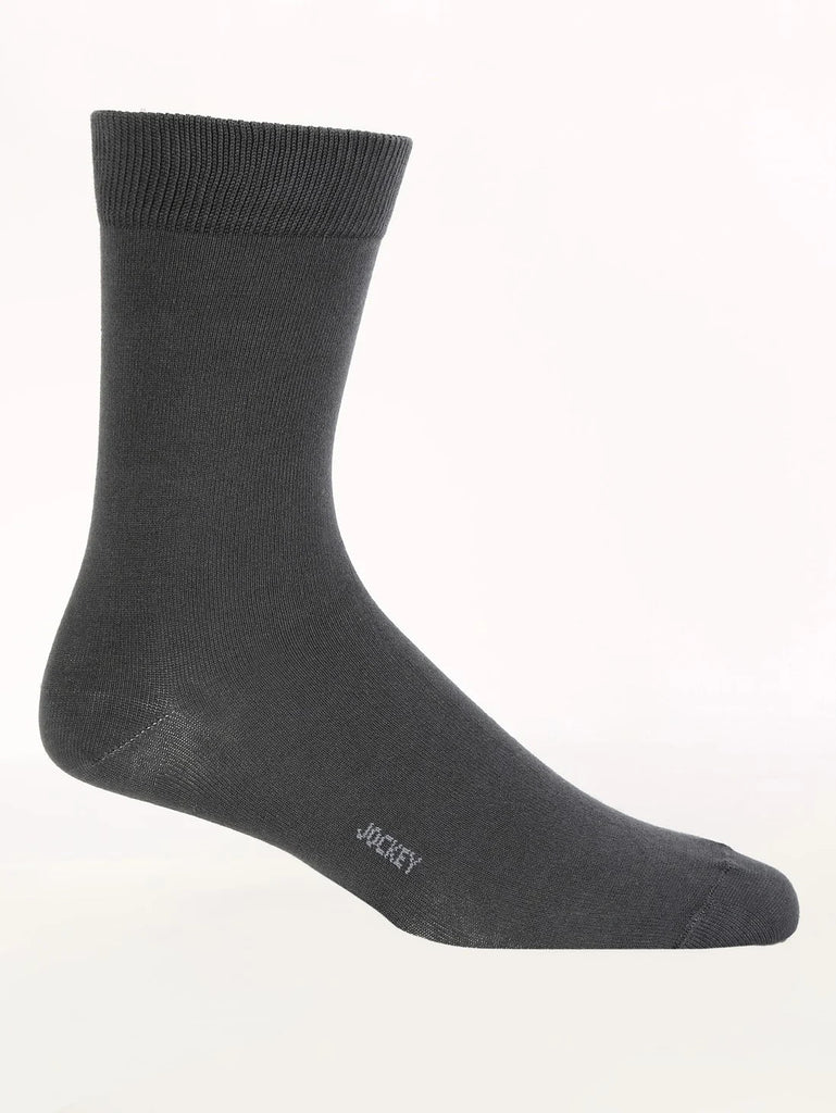 Coal Grey Jockey Men's Mercerized Cotton Stretch Crew Length Socks with Stay Fresh Treatment