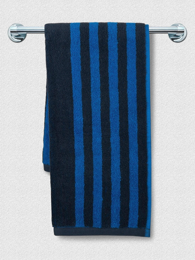 Cobalt Blue Jockey Cotton Terry Ultrasoft and Durable Striped Gym Towel (Pack of 2)