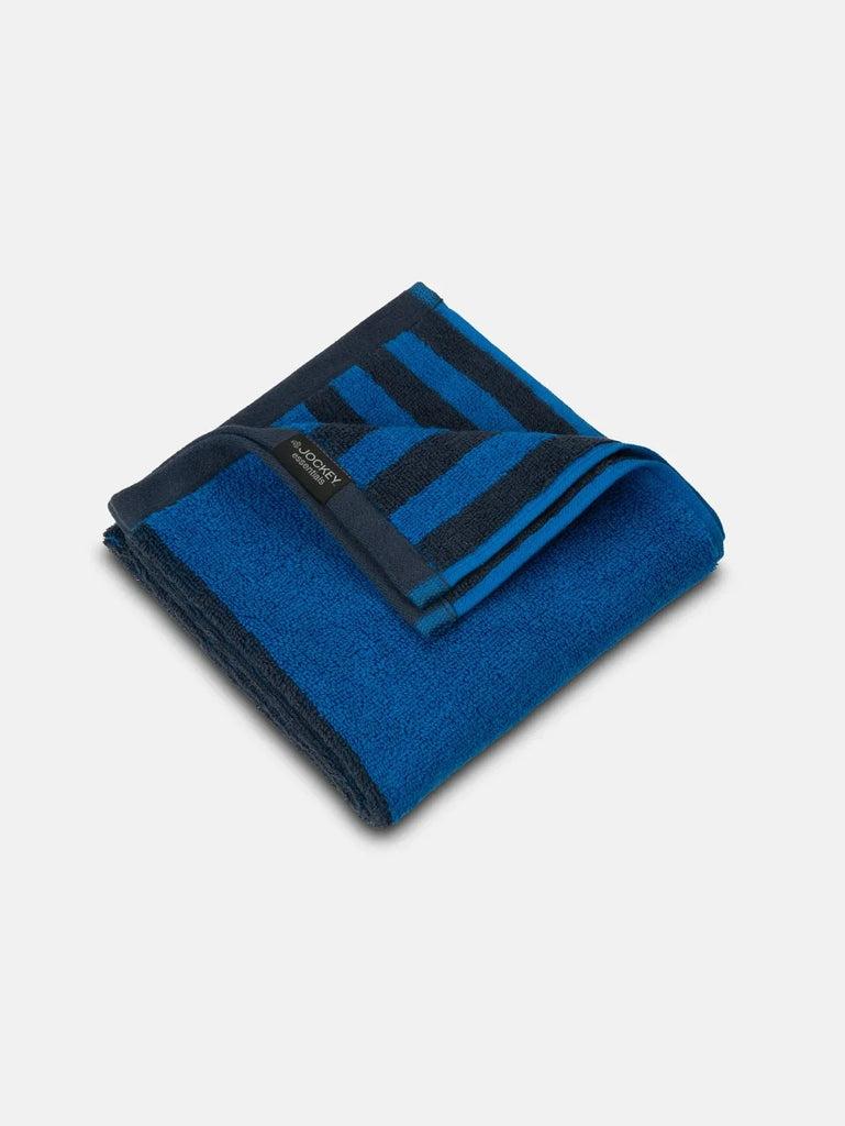 Cobalt Blue Jockey Cotton Terry Ultrasoft and Durable Striped Gym Towel (Pack of 2)