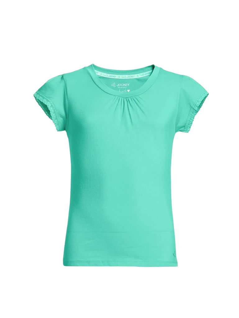 Cockatoo JOCKEY Girl's Sleeve T-Shirt with Lace Trims On Sleeve