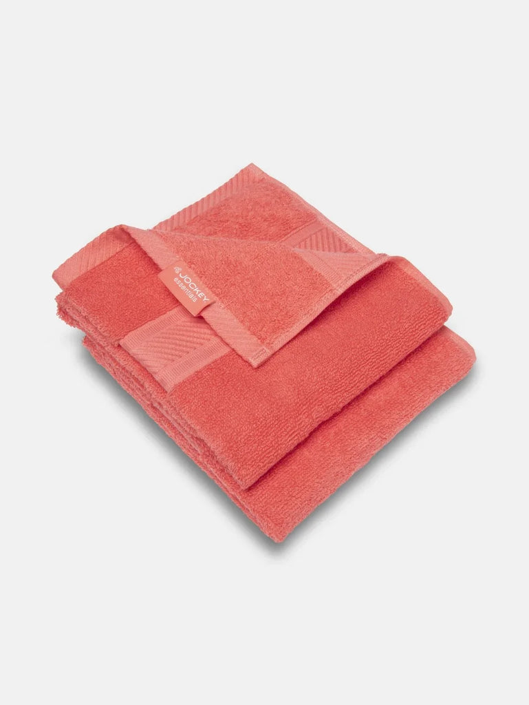 Coral Jockey Cotton Terry Ultrasoft and Durable Solid Hand Towel (Pack of 2)