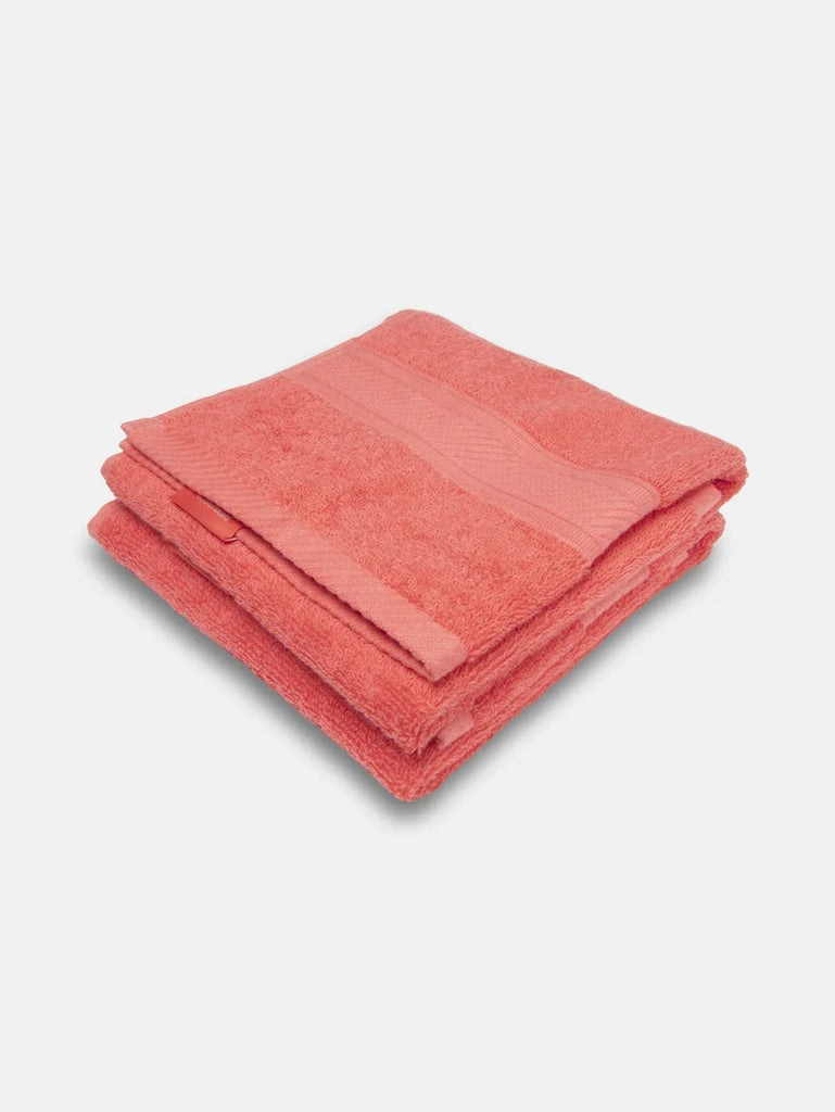 Coral Jockey Cotton Terry Ultrasoft and Durable Solid Hand Towel (Pack of 2)