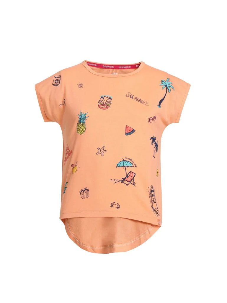 Coral Reef JOCKEY Girl's Hi Low Hem Short Sleeve T-Shirt