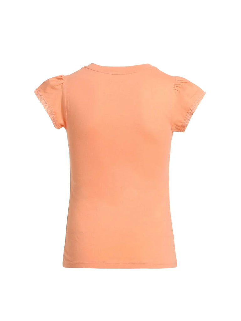 Coral Reef JOCKEY Girl's Sleeve T-Shirt with Lace Trims On Sleeve