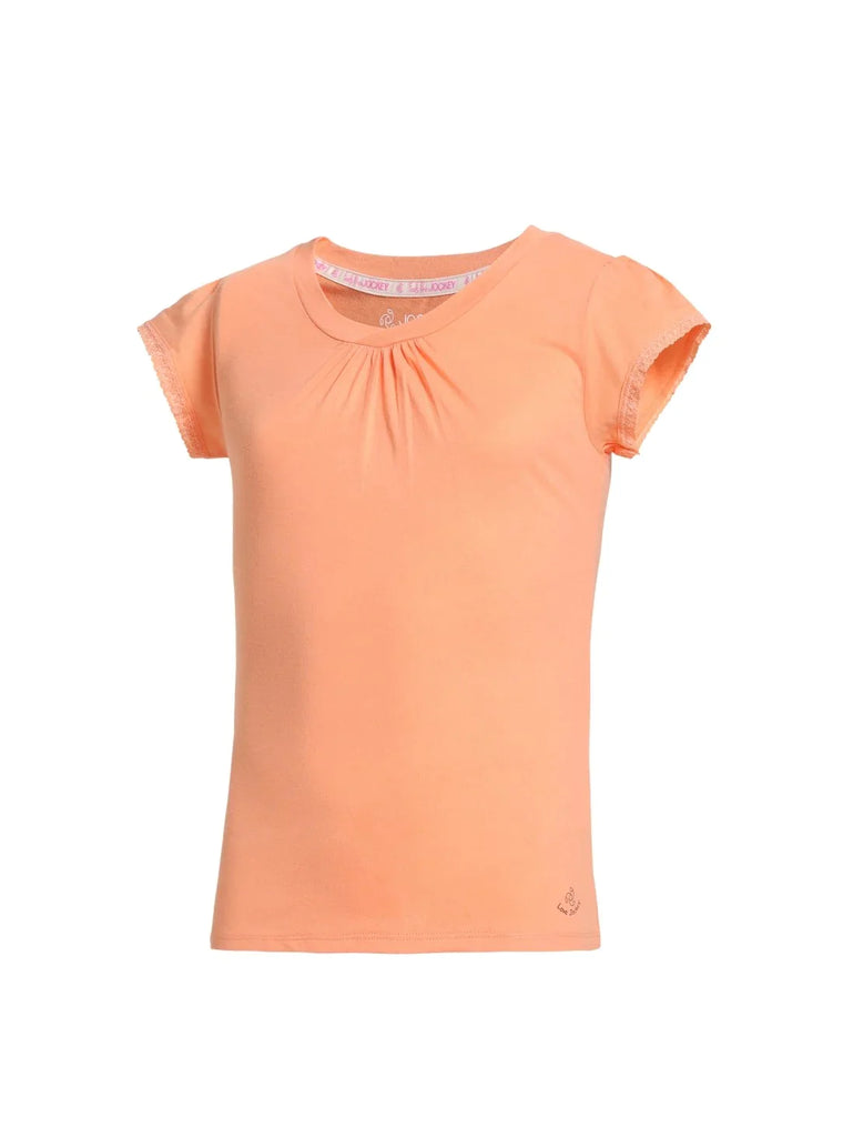 Coral Reef JOCKEY Girl's Sleeve T-Shirt with Lace Trims On Sleeve