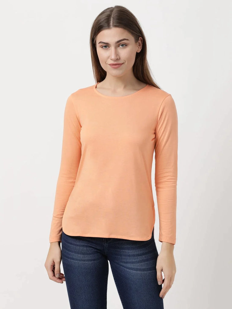 Coral Reef JOCKEY Women's Solid Round Neck Full Sleeve T-Shirt 