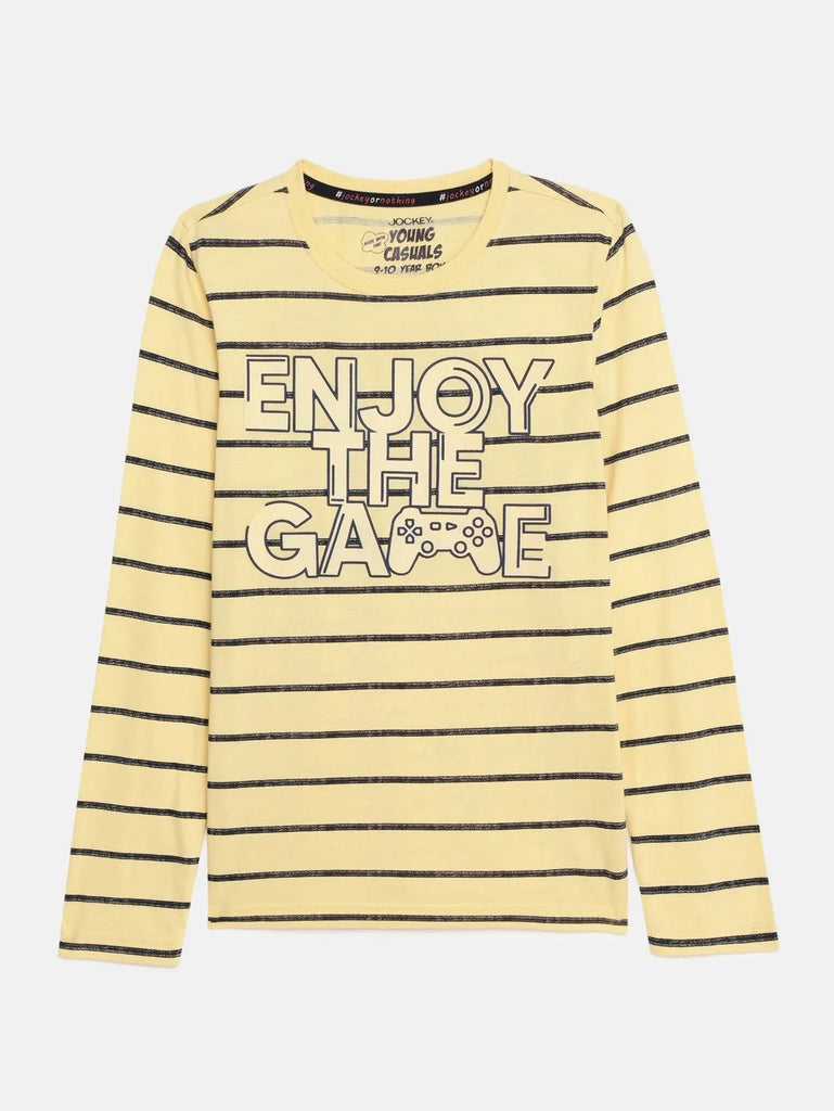 Corn Silk Assorted JOCKEY Boy's Graphic Printed Full Sleeve T-Shirt