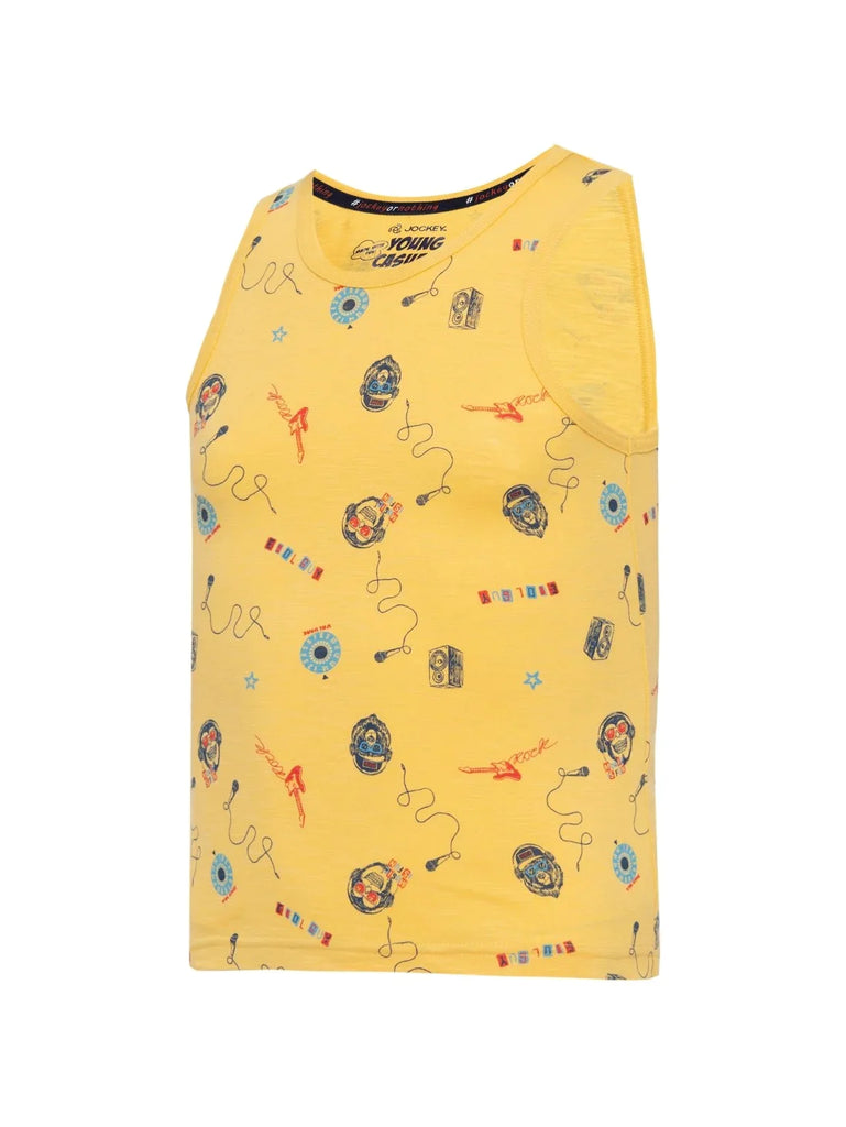 Corn Silk Printed JOCKEY Boy's Super Combed Cotton Printed Tank Top