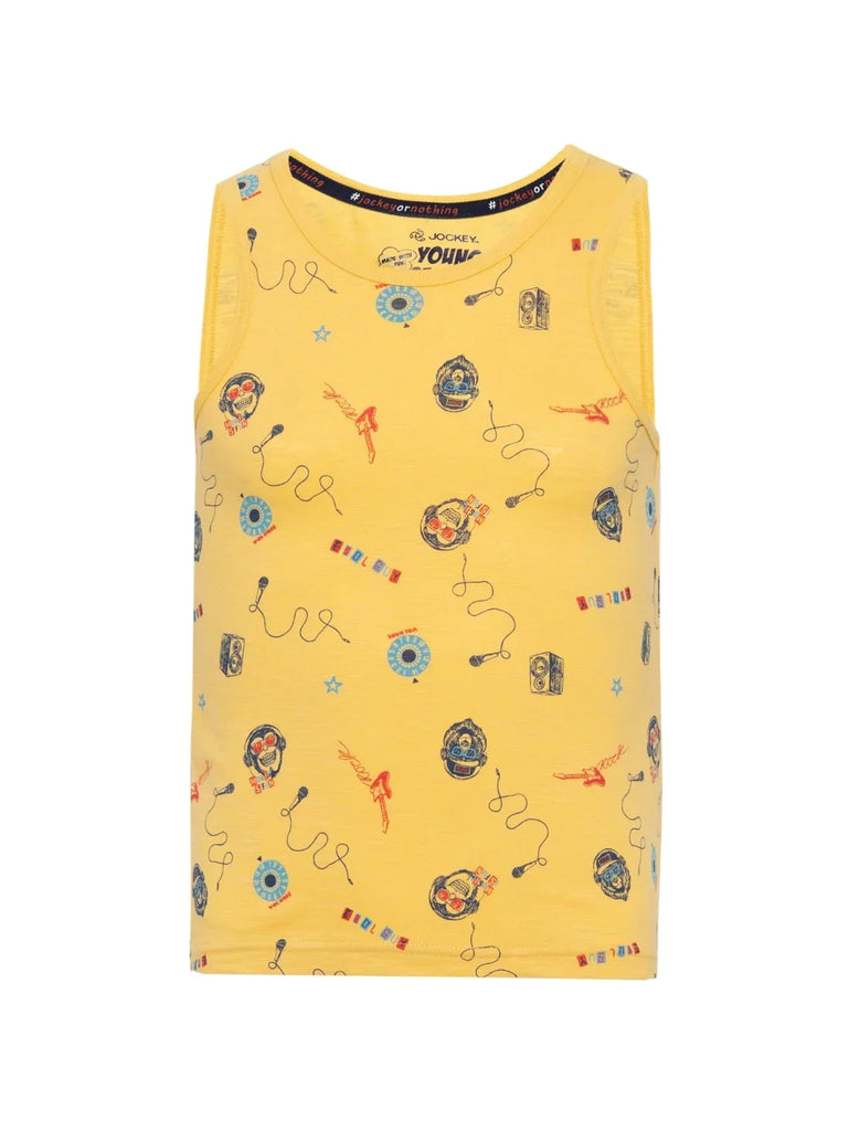 Corn Silk Printed JOCKEY Boy's Super Combed Cotton Printed Tank Top