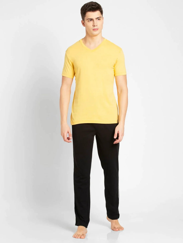 Corn Silk JOCKEY Men's Solid V Neck Half Sleeve T-Shirt