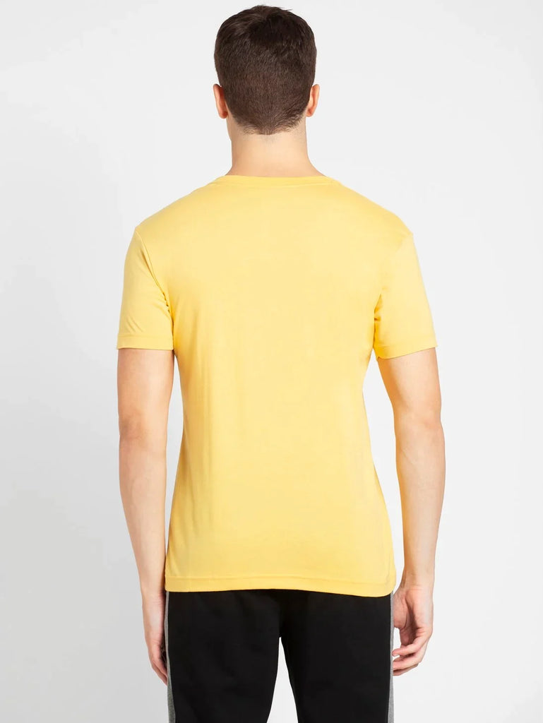 Corn Silk JOCKEY Men's Solid V Neck Half Sleeve T-Shirt