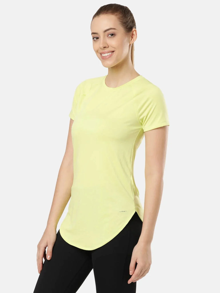 Daiquiri Green Women's Relaxed Fit Solid Curved Hem Half Sleeve T-Shirt