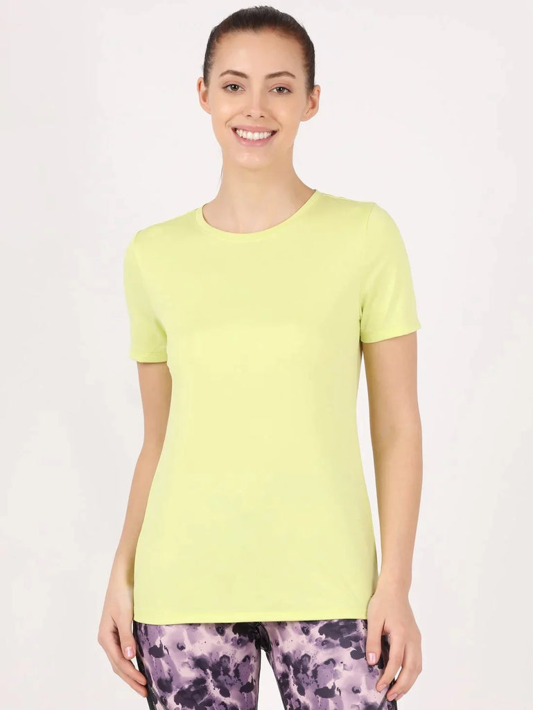 Daiquiri Green JOCKEY Women's Round Neck Half Sleeve T-Shirt