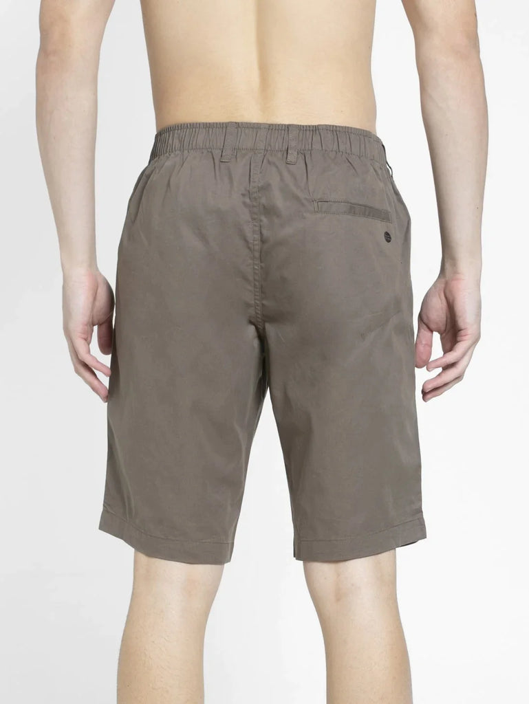 Dark Khaki JOCKEY Men's Straight Fit Solid Shorts