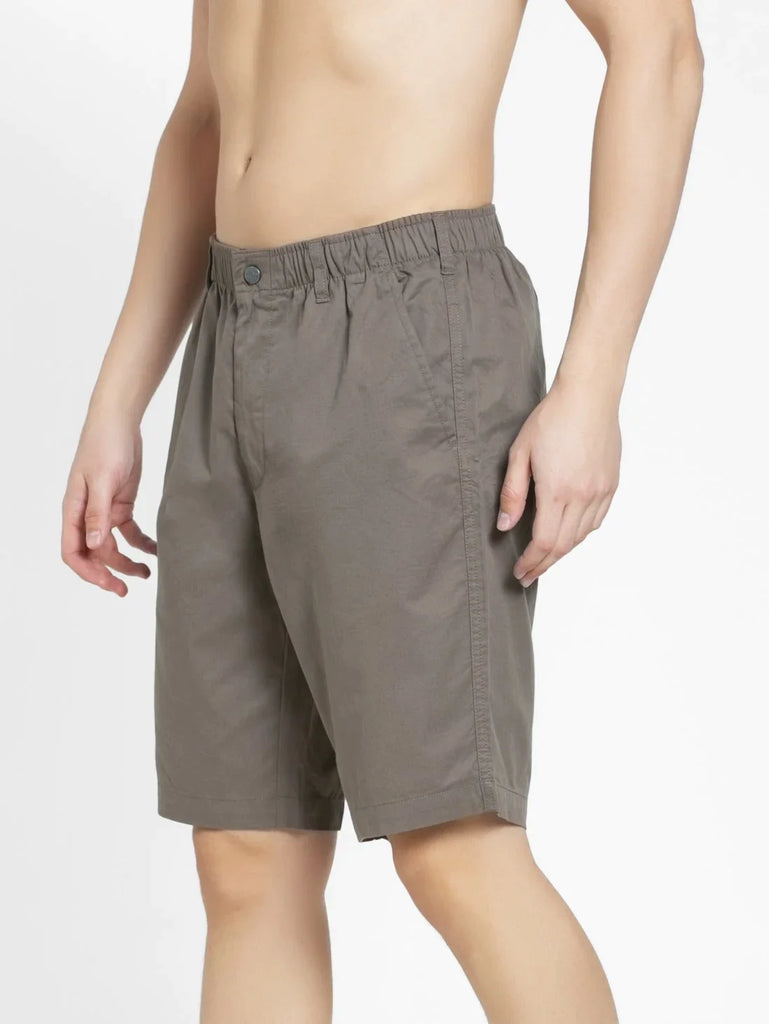 Dark Khaki JOCKEY Men's Straight Fit Solid Shorts