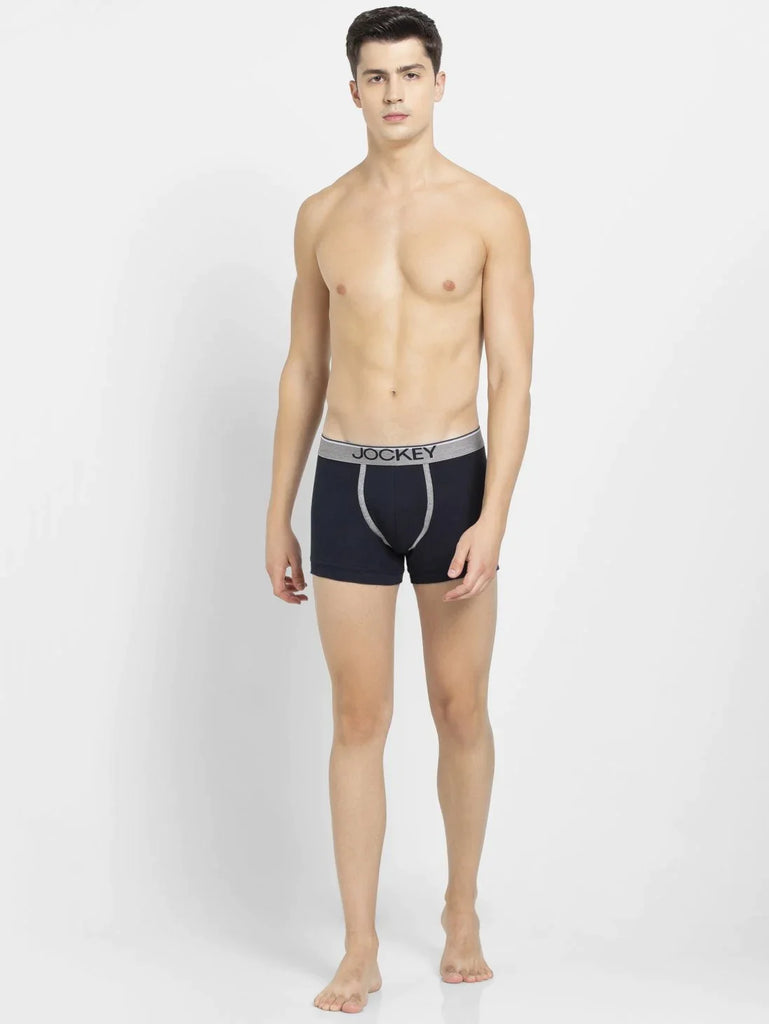 Deep Navy  Jockey Cotton rib Solid Trunk Underwear For Men