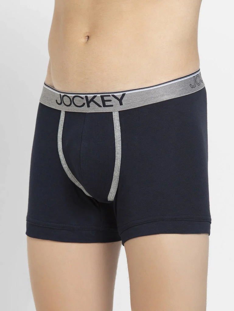 Deep Navy Jockey Cotton rib Solid Trunk Underwear For Men