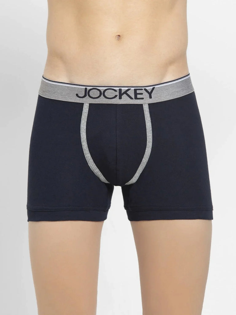 Deep Navy Jockey Cotton rib Solid Trunk Underwear For Men