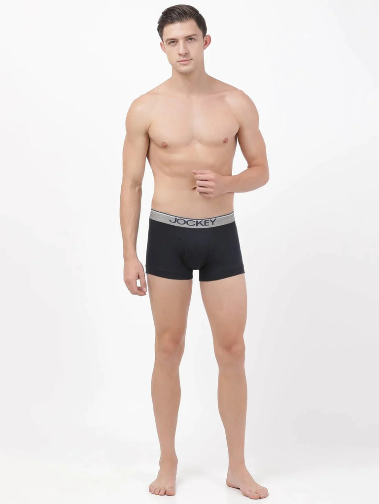 Deep Navy Jockey Cotton rib Solid Trunk Underwear For Men