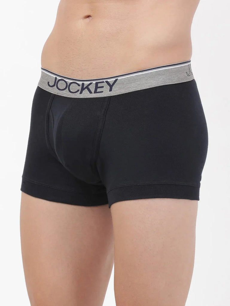 Deep Navy Jockey Cotton rib Solid Trunk Underwear For Men