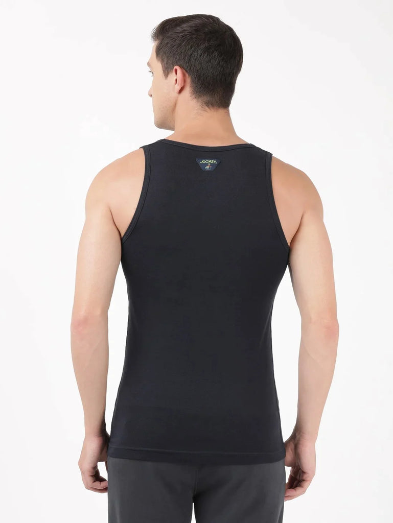 Deep Navy Jockey Cotton Rib Round Neck Sleeveless Vest for Men