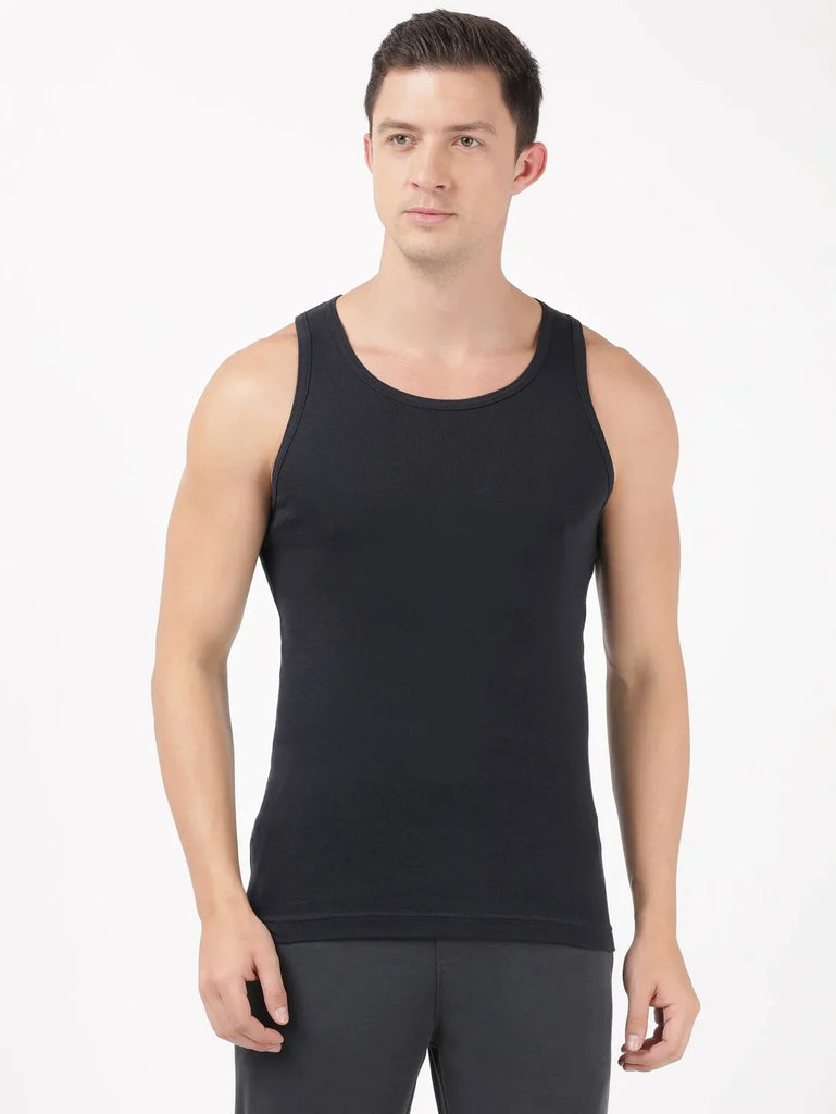 Deep Navy Jockey Cotton Rib Round Neck Sleeveless Vest for Men