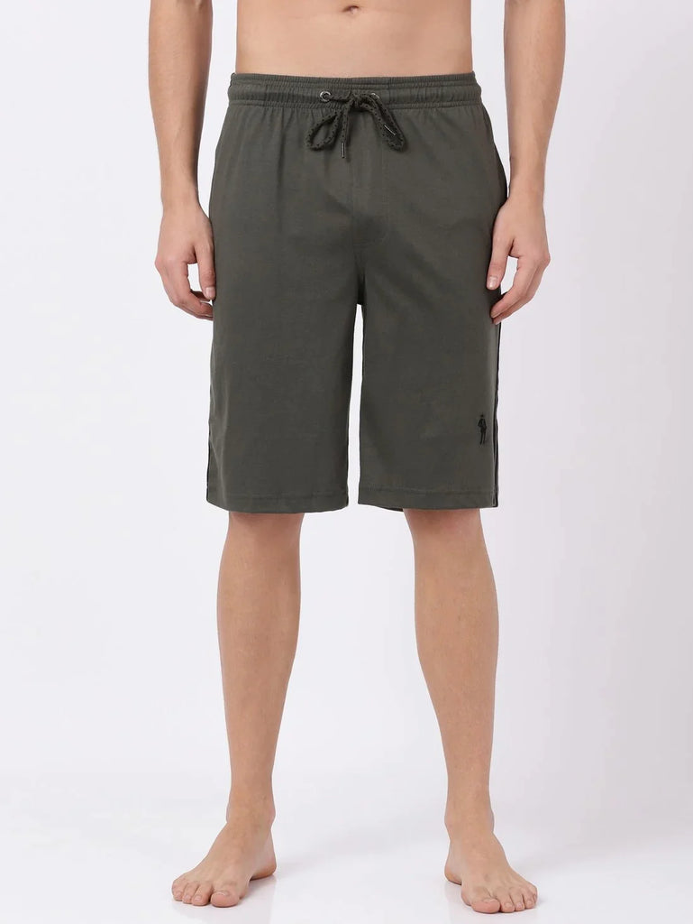 Deep Olive & Black JOCKEY Men's Regular Fit Solid Shorts