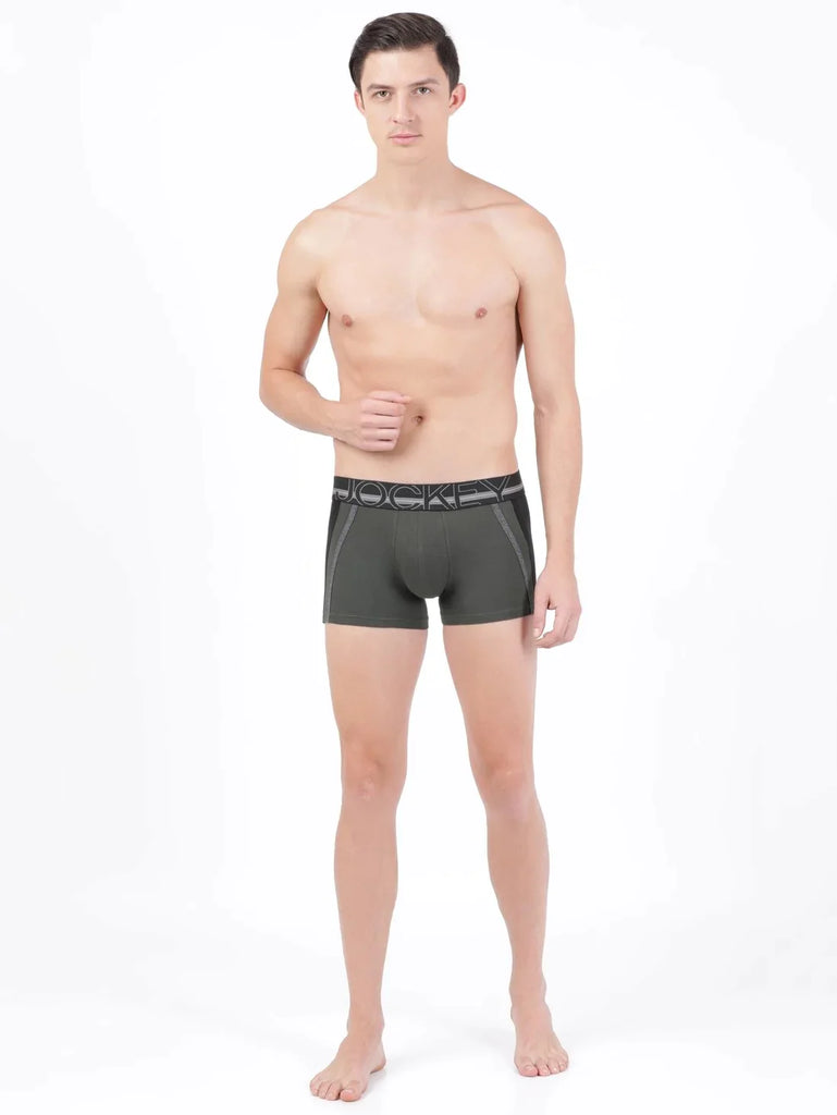 Deep Olive Jockey Elastane Stretch Solid Trunk Underwear For Men