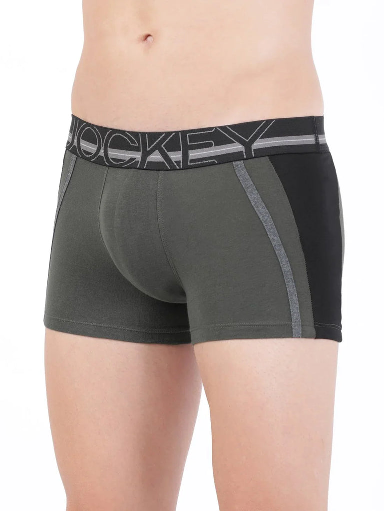 Deep Olive Jockey Elastane Stretch Solid Trunk Underwear For Men