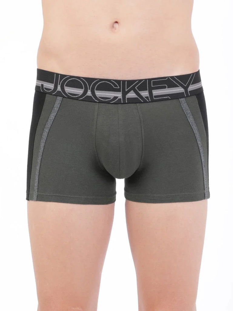 Deep Olive Jockey Elastane Stretch Solid Trunk Underwear For Men