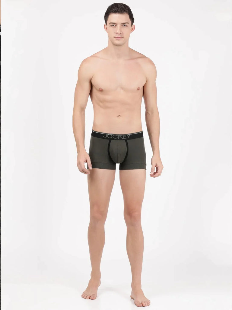 Deep Olive Jockey Cotton rib Solid Trunk Underwear For Men