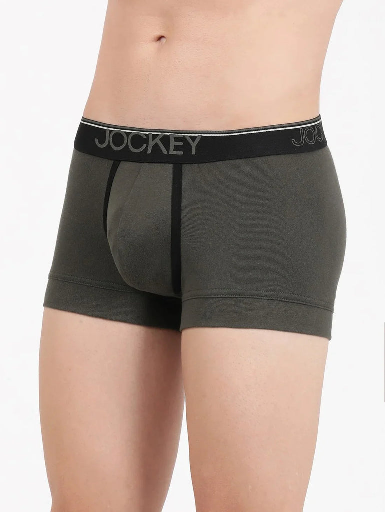 Deep Olive Jockey Cotton rib Solid Trunk Underwear For Men