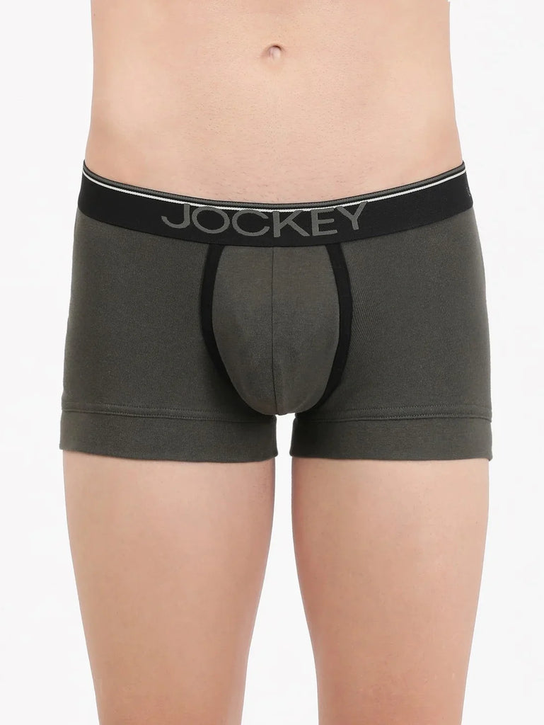 Deep Olive Jockey Cotton rib Solid Trunk Underwear For Men