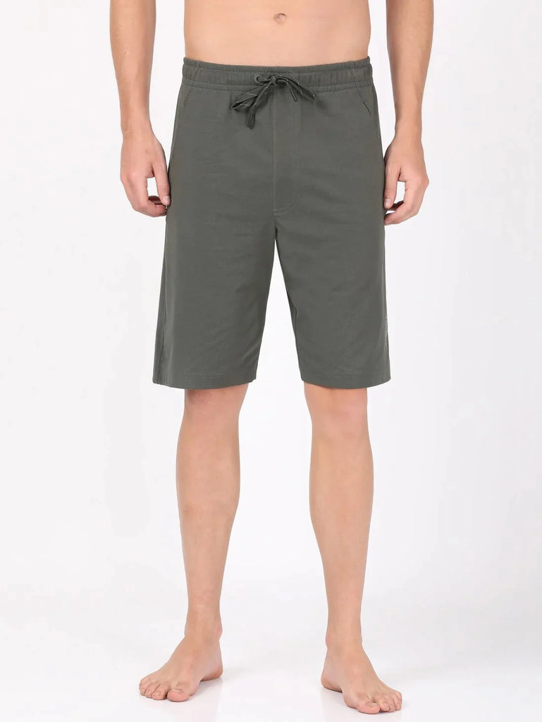 Deep Olive JOCKEY Men's Super Combed Cotton Regular Fit Solid Shorts