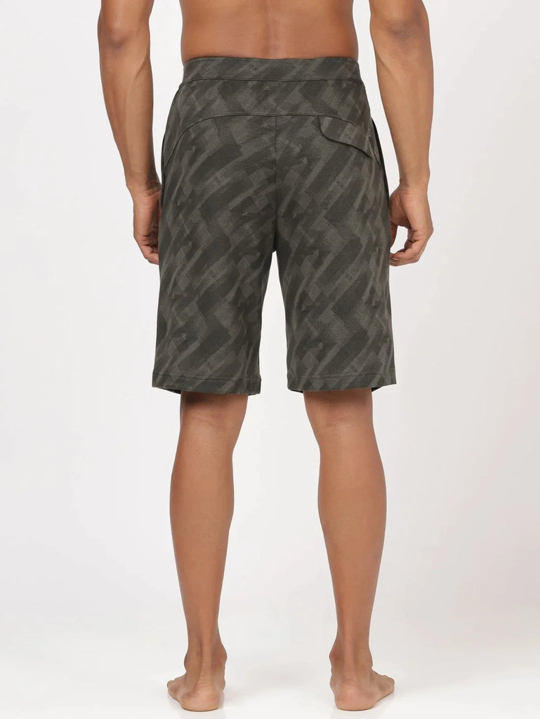 Deep Olive JOCKEY Men's Straight Fit Printed Shorts