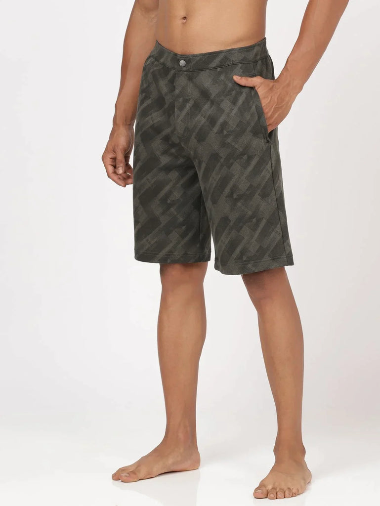 Deep Olive JOCKEY Men's Straight Fit Printed Shorts