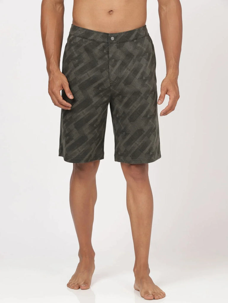 Deep Olive JOCKEY Men's Straight Fit Printed Shorts