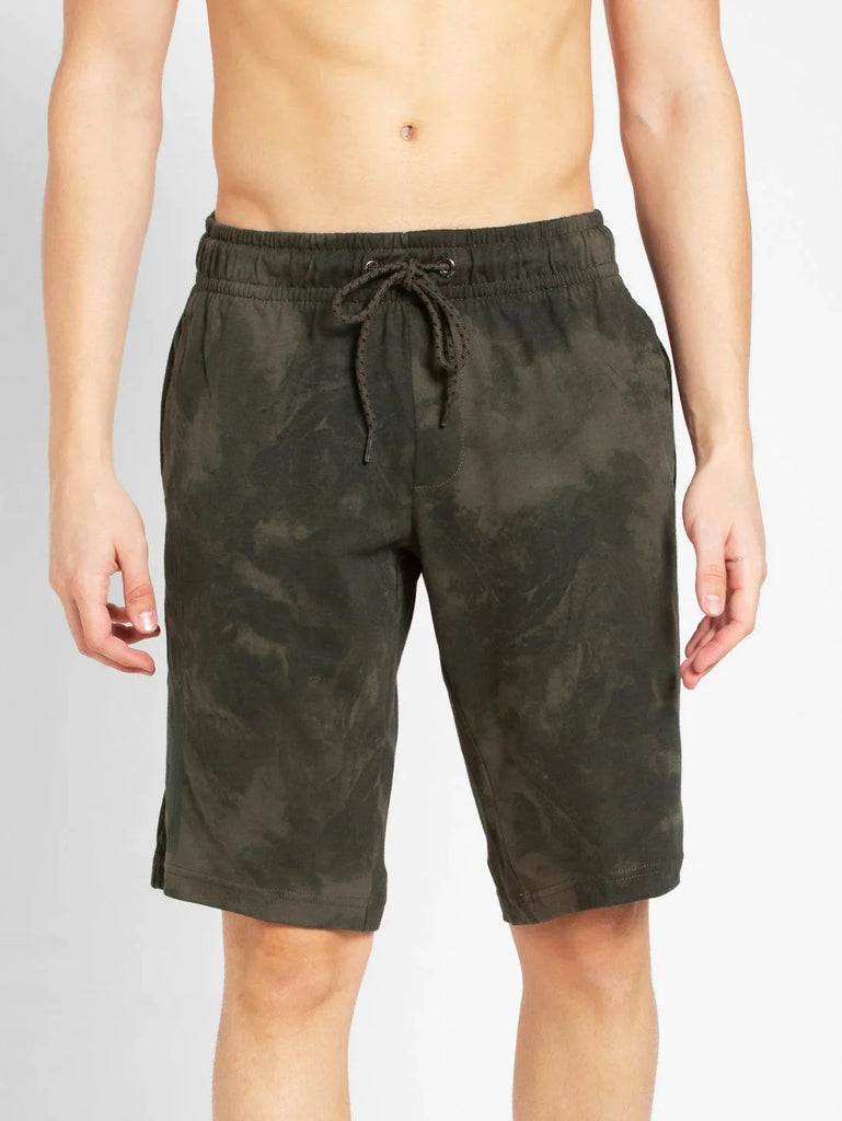 Deep Olive Print JOCKEY Men's Straight Fit Printed Shorts