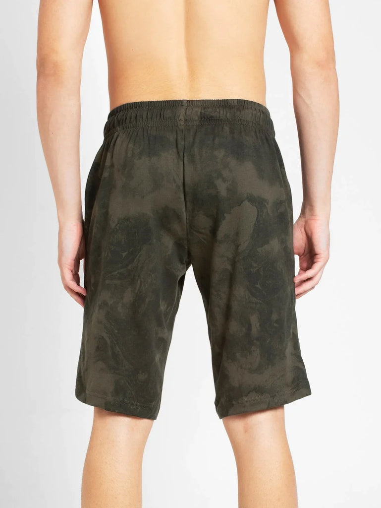 Deep Olive Print JOCKEY Men's Straight Fit Printed Shorts