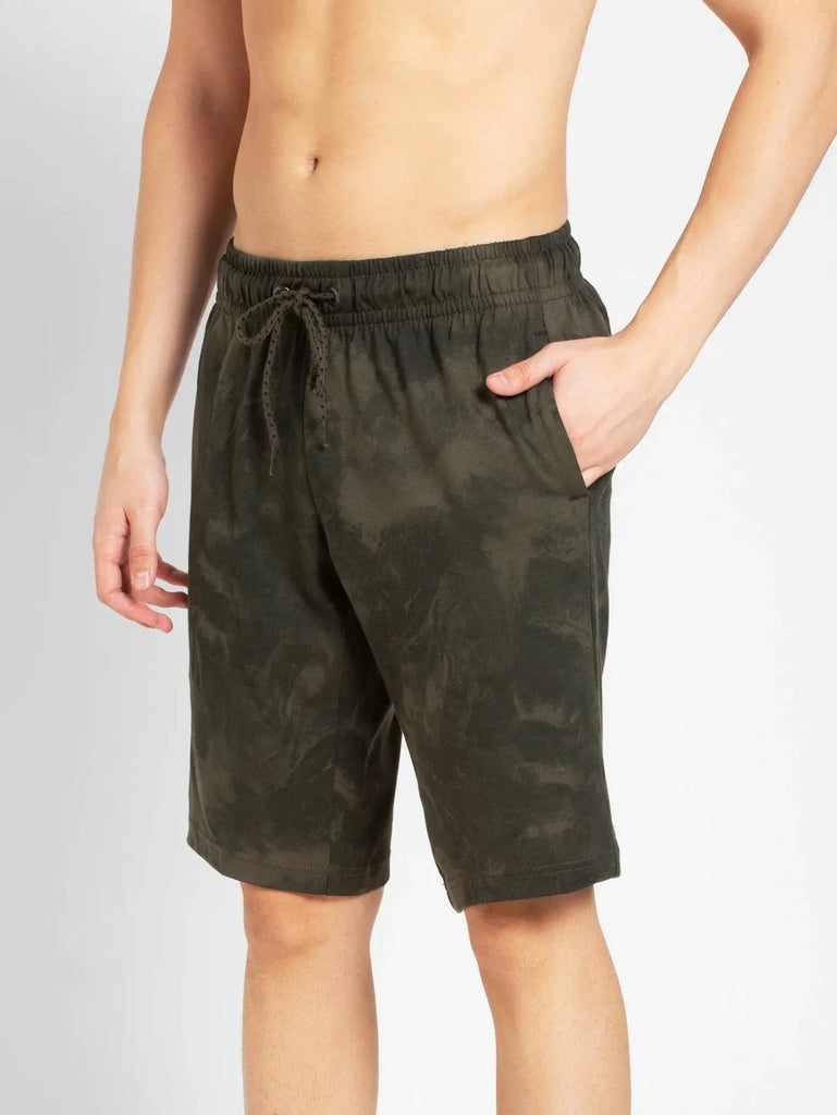 Deep Olive Print JOCKEY Men's Straight Fit Printed Shorts