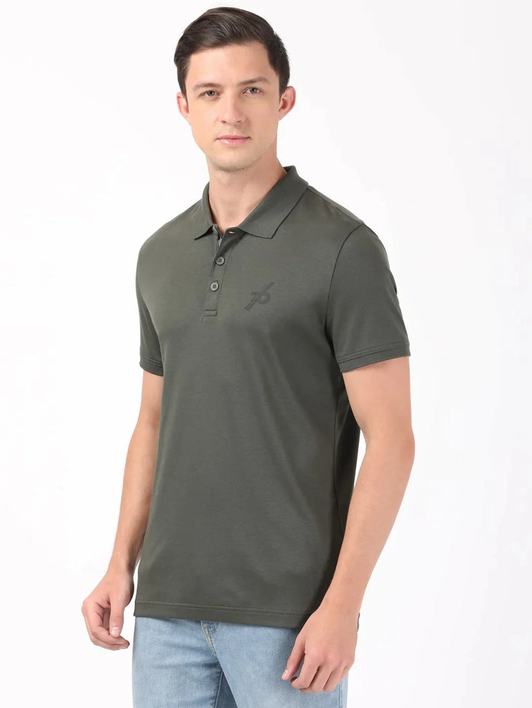 Deep Olive JOCKEY Men's Solid Half Sleeve Polo T-Shirt