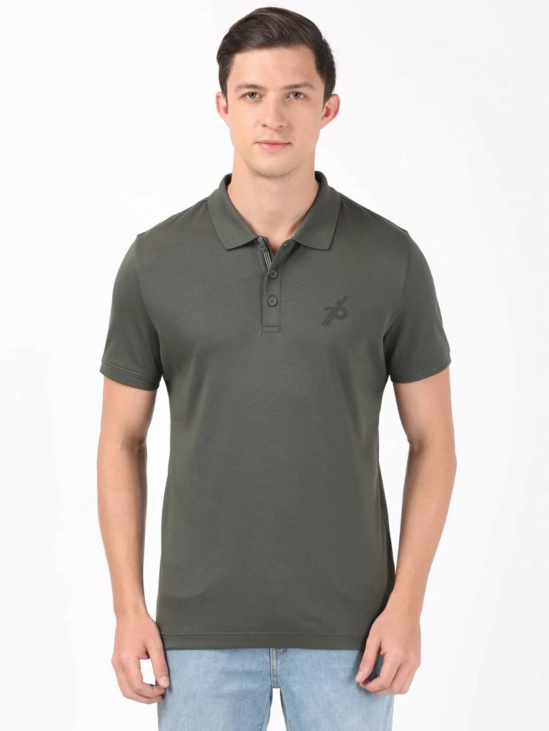 Deep Olive JOCKEY Men's Solid Half Sleeve Polo T-Shirt