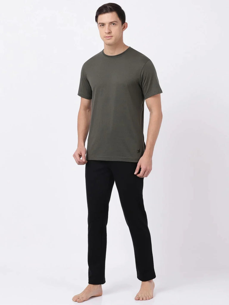 Deep Olive JOCKEY Men's Printed Round Neck Half Sleeve T-Shirt