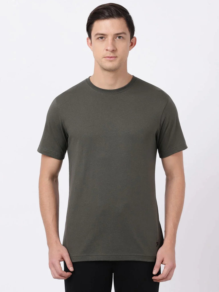 Deep Olive JOCKEY Men's Printed Round Neck Half Sleeve T-Shirt