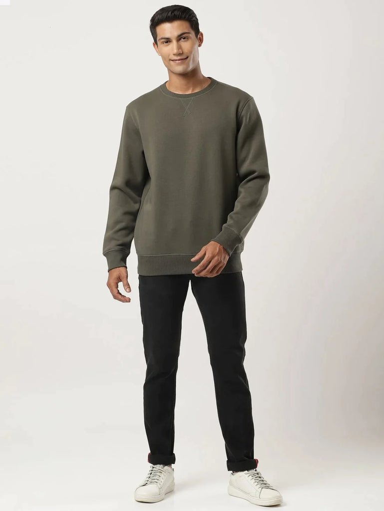 Deep Olive JOCKEY Men's Super Combed Cotton Rich Fleece Fabric Sweatshirt