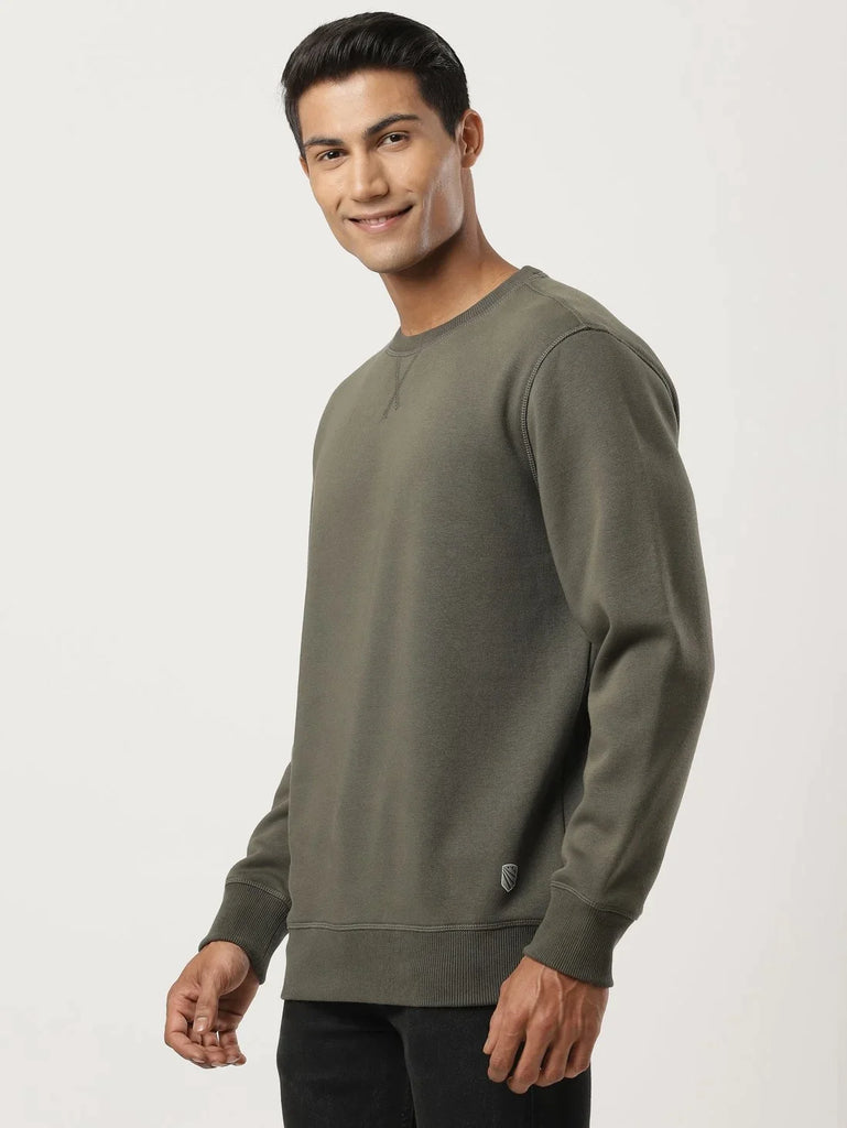 Deep Olive JOCKEY Men's Super Combed Cotton Rich Fleece Fabric Sweatshirt