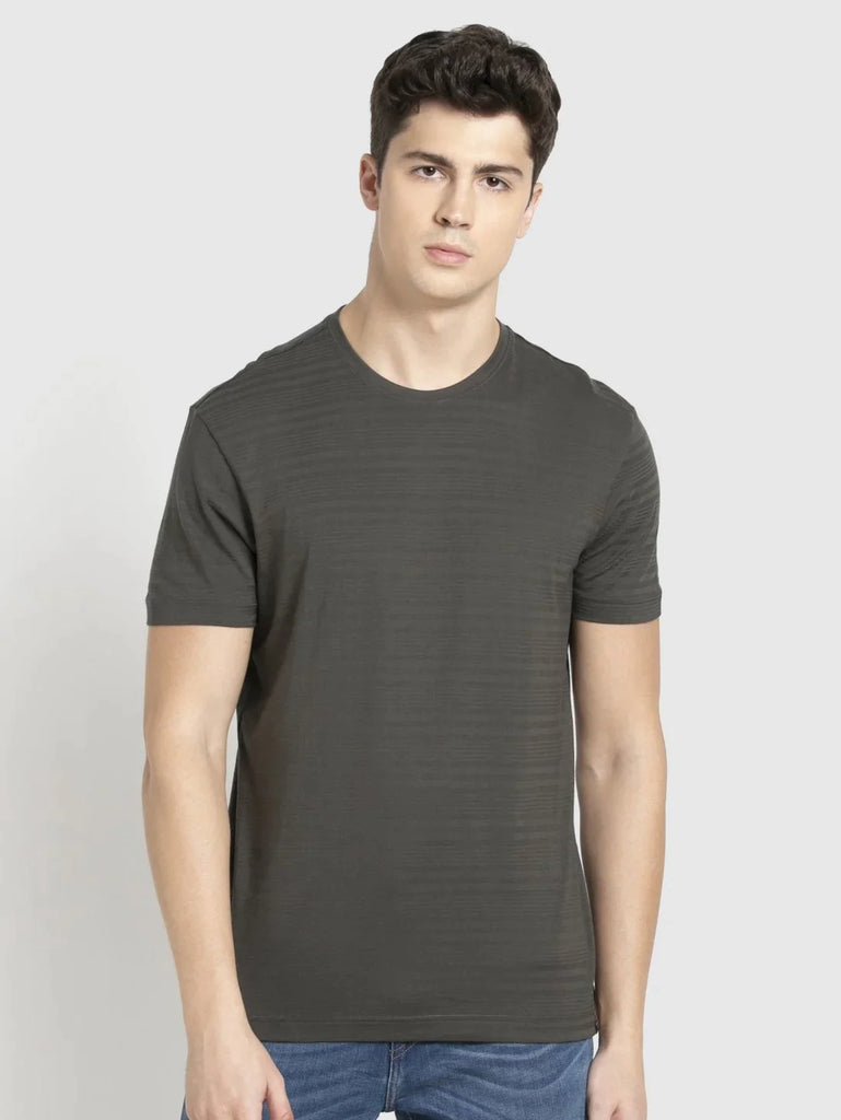 Deep Olive JOCKEY Men's Solid Round Neck Half Sleeve T-Shirt